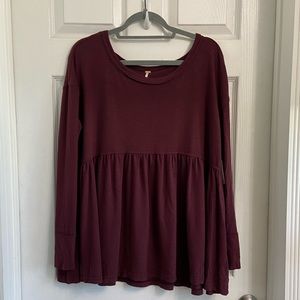 Free People Garnet Empress Knit Blouse Red Size Small Long Sleeve New With Tag